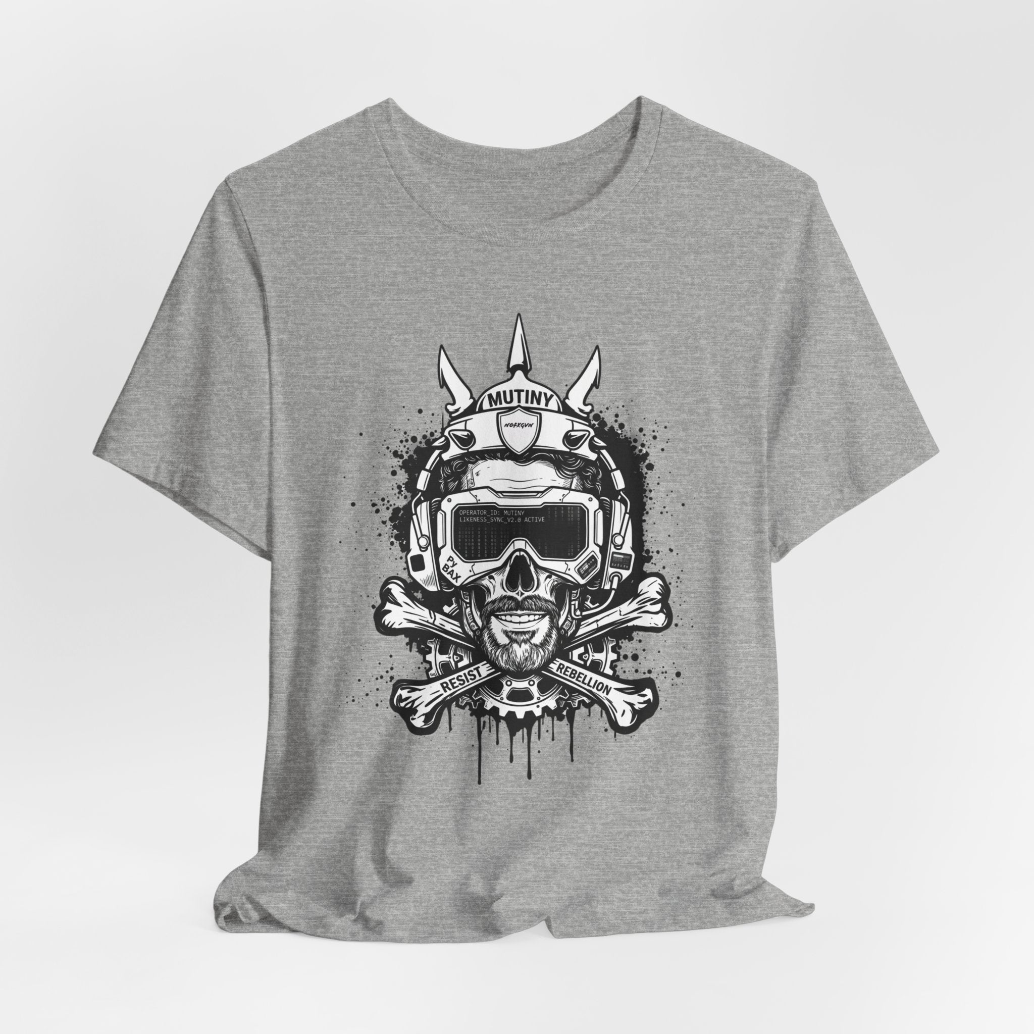Skull Pilot Helmet with Crossbones T-Shirt | Grunge Aviation Graphic
