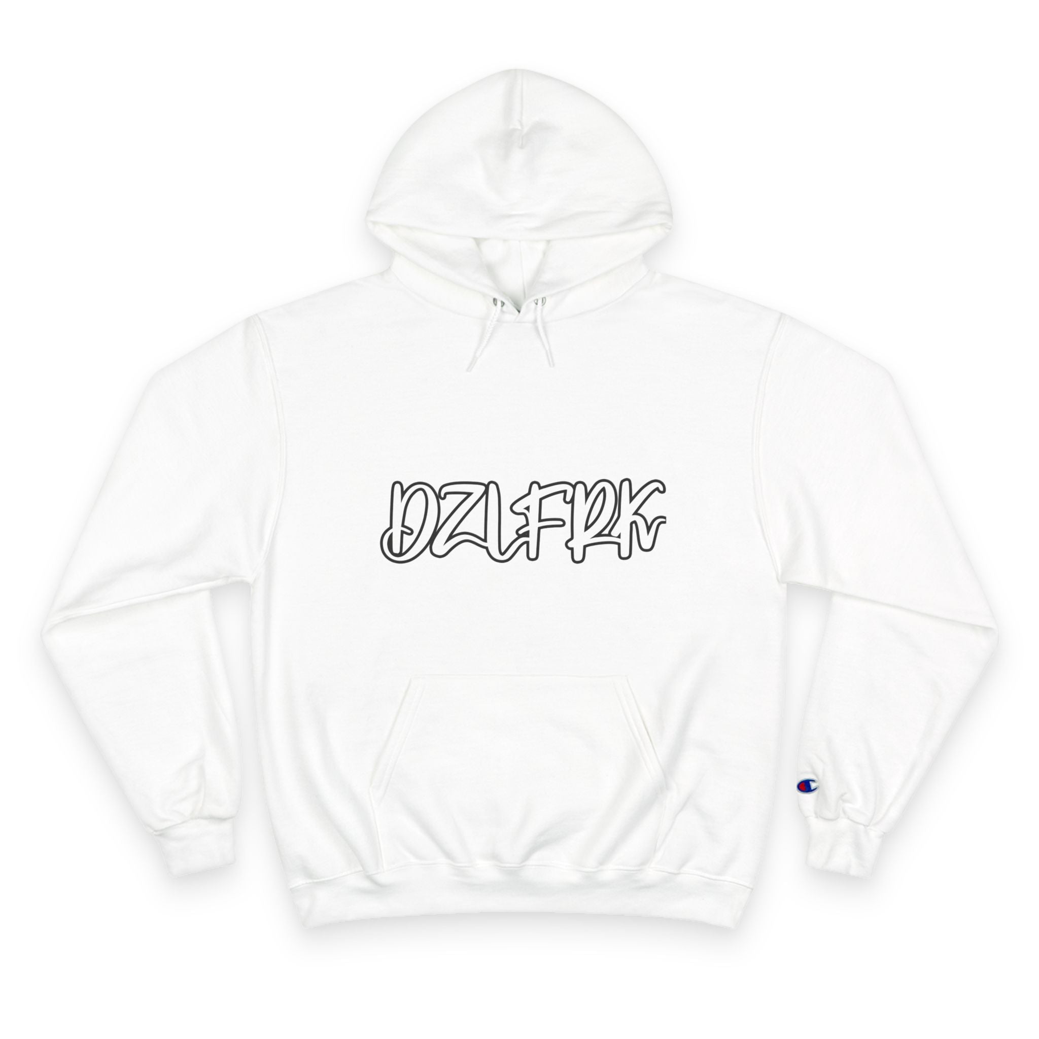 DZLFRK White Text Champion Hoodie | NOFXGVN