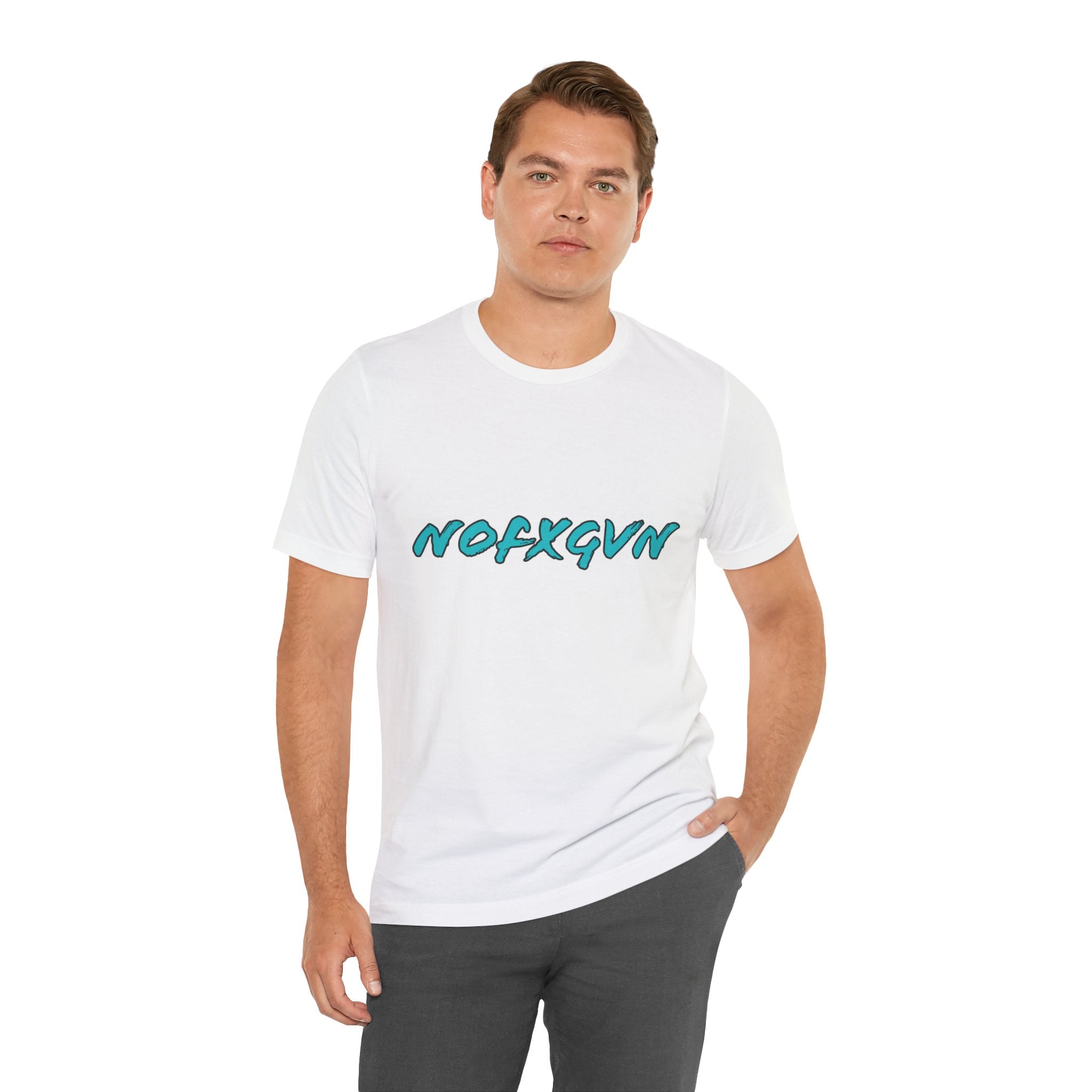 Graphic Tee - "NOFXGVN" Retro Aqua Script T-Shirt