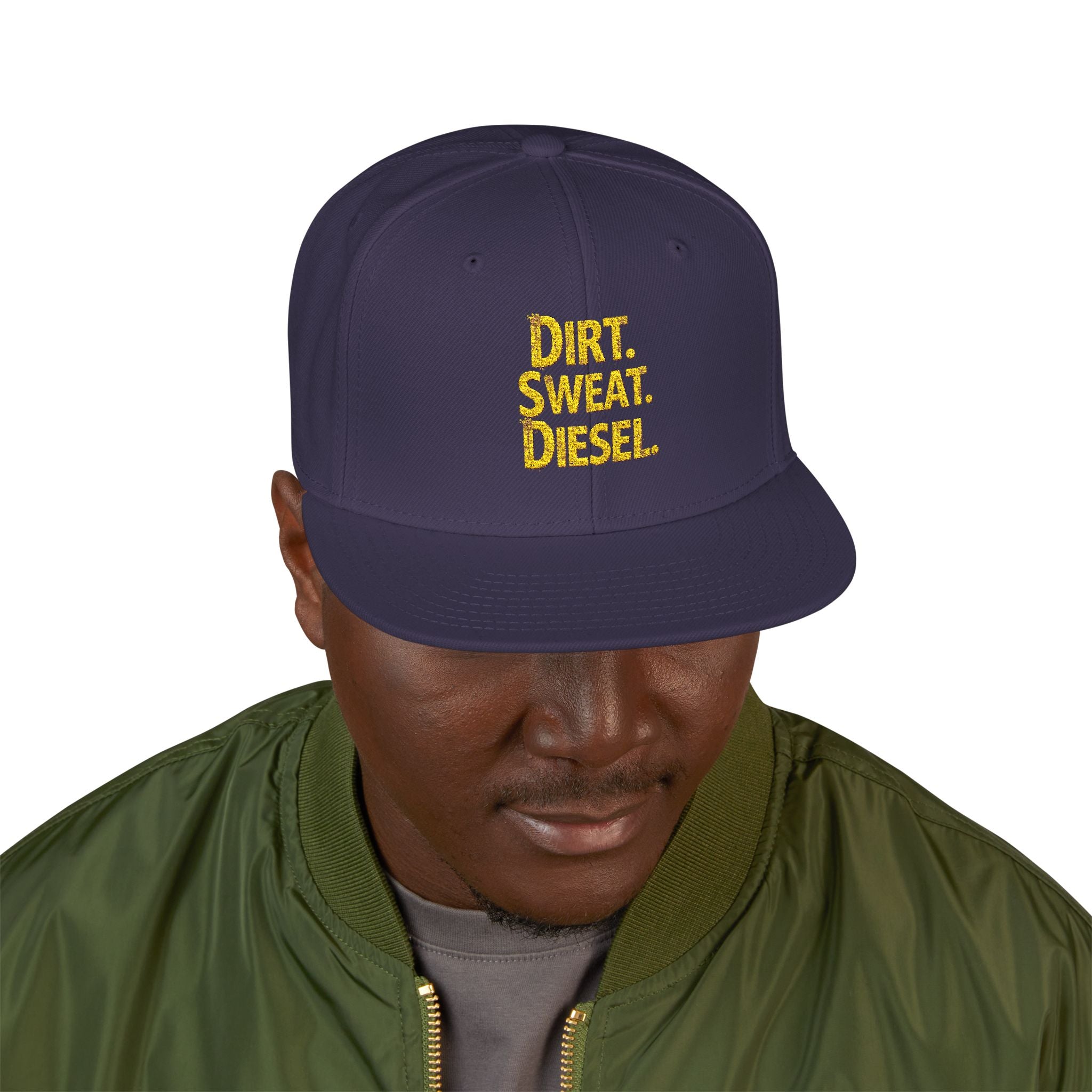 'Dirt. Sweat. Diesel.' Embroidered Snap-Back.