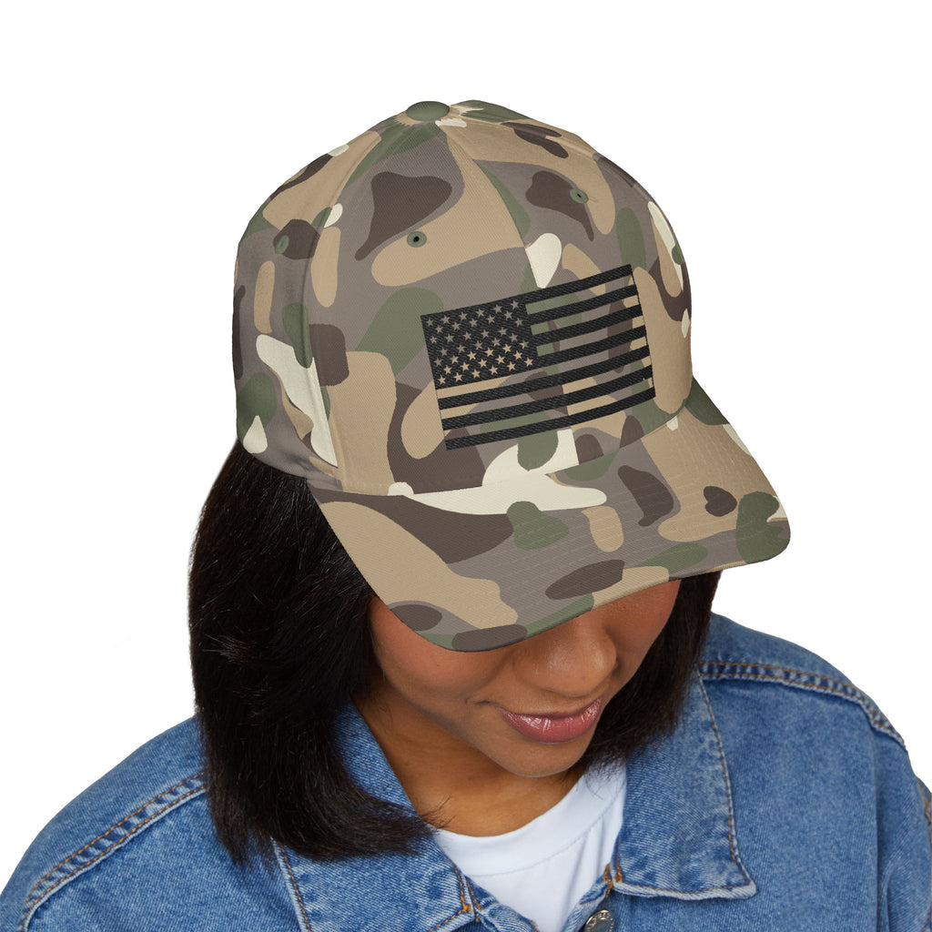 Embroidered Black & White American Flag Cap