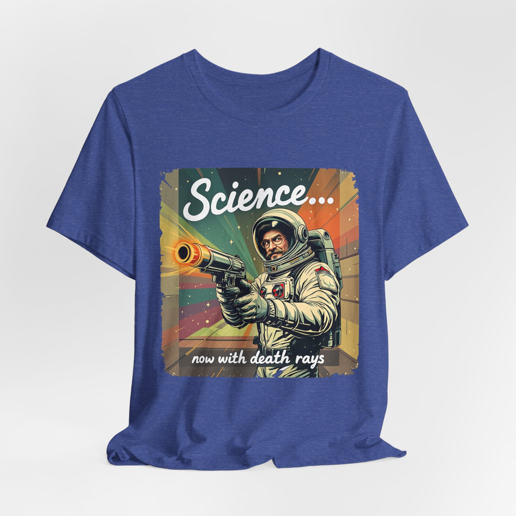 SCIENCE: Now with DEATH RAYS! T-Shirt in Heather True Royal | NOFXGVN