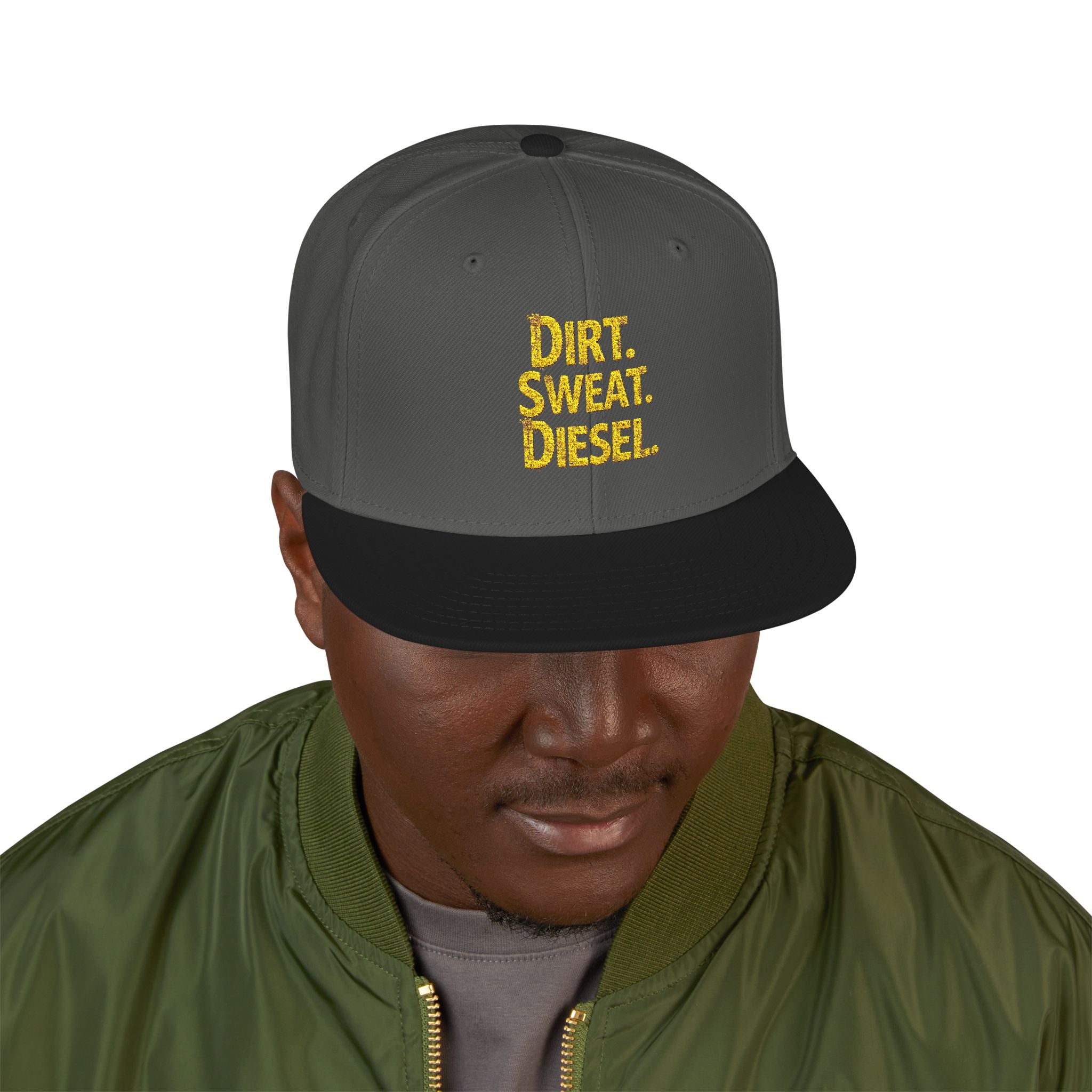 'Dirt. Sweat. Diesel.' Embroidered Snap-Back.