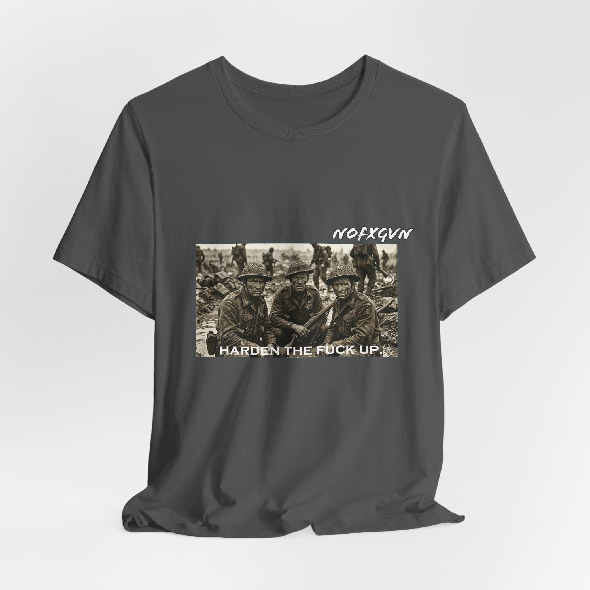 Vintage WWI Soldiers - Harden The Fuck Up tee in Asphalt | NOFXGVN