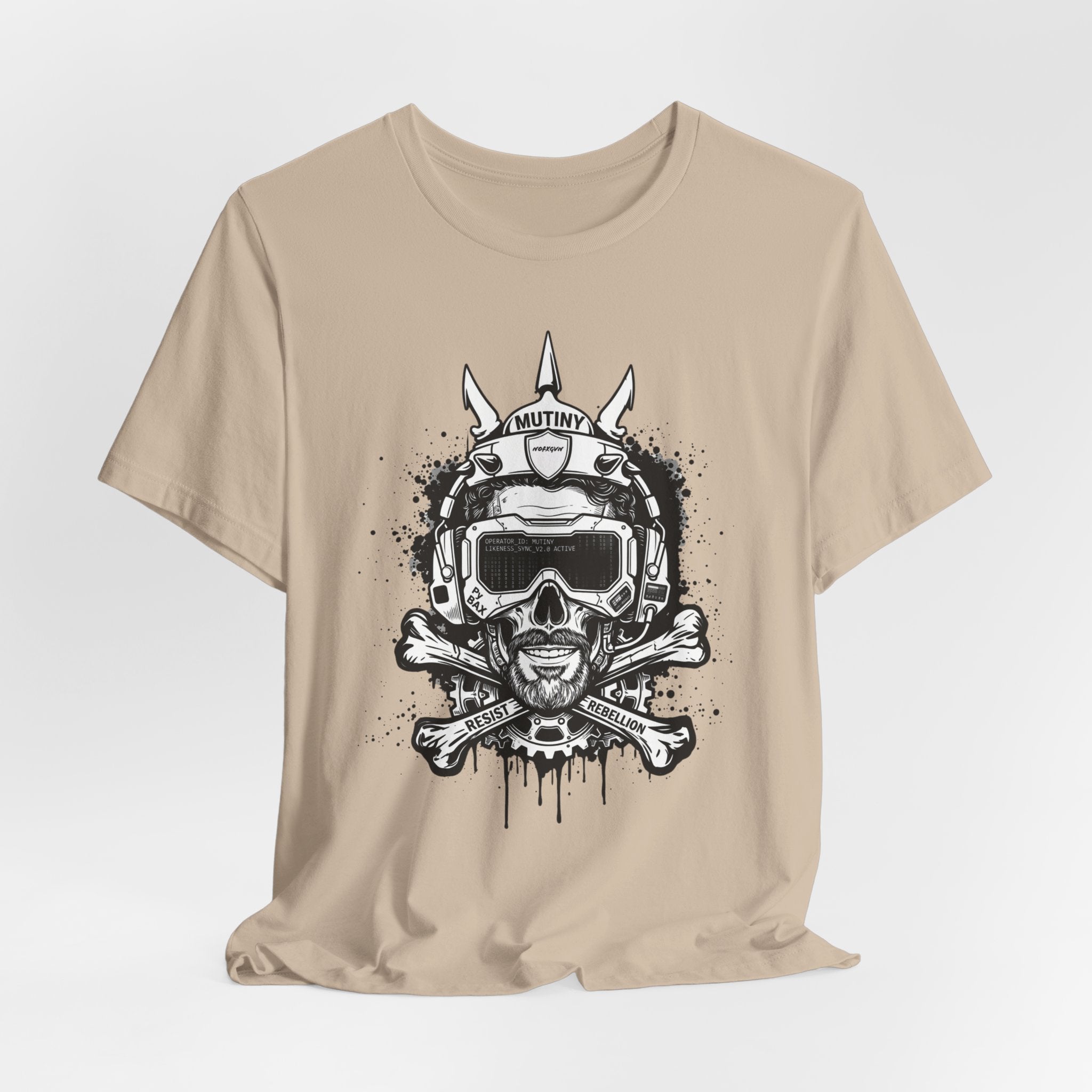 Skull Pilot Helmet with Crossbones T-Shirt | Grunge Aviation Graphic