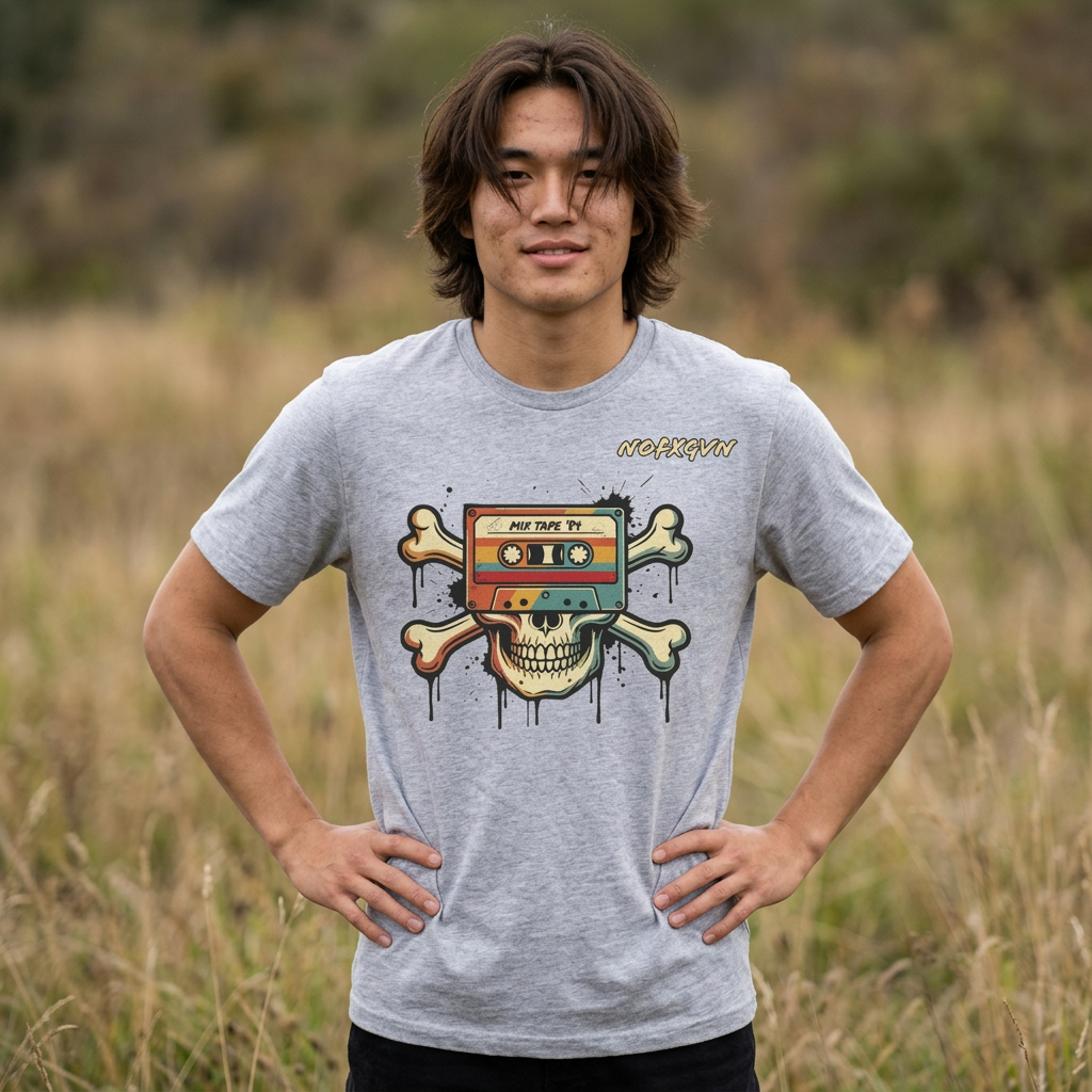 Retro Pirate Music T-Shirt in Athletic Heather | NOFXGVN