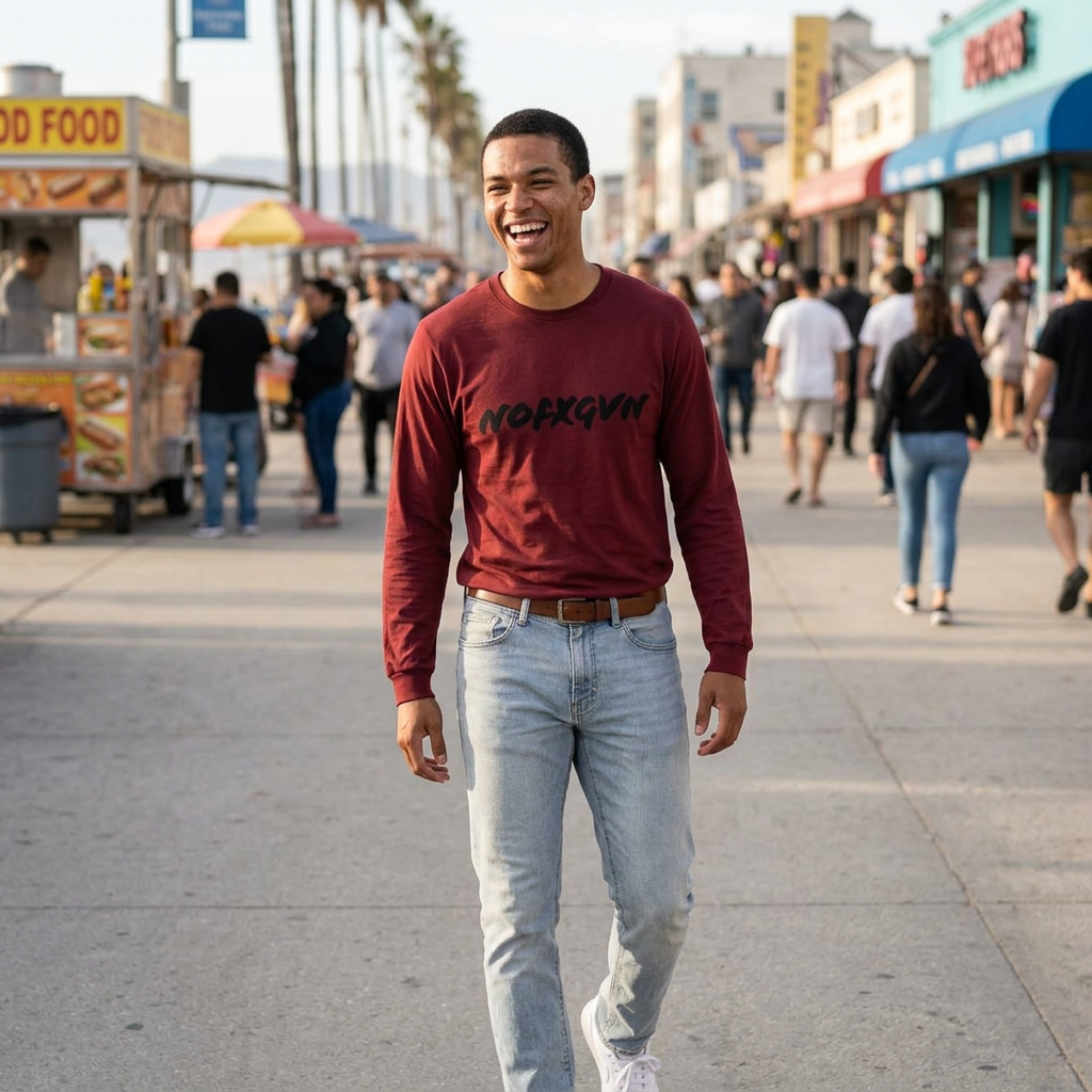NOFXGVN Long Sleeve Tee in Cardinal | NOFXGVN