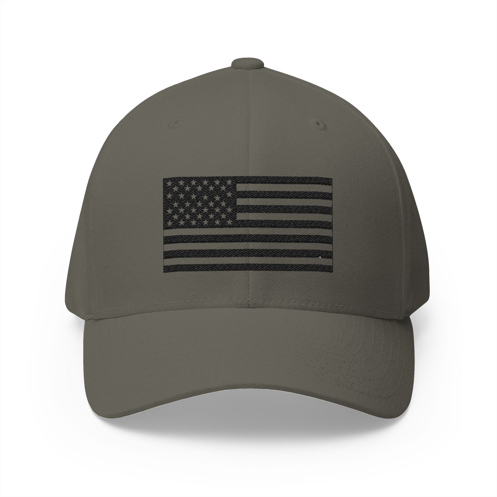 Embroidered Black & White American Flag Cap in Olive | NOFXGVN