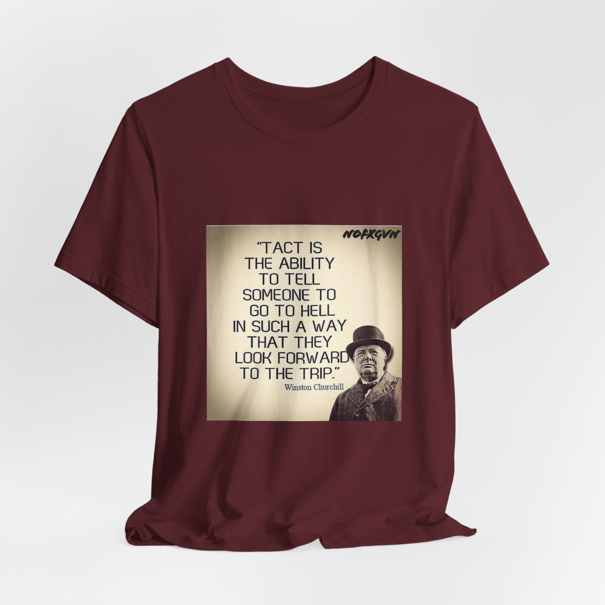 CHURCHILL Quote Tee in Maroon | NOFXGVN