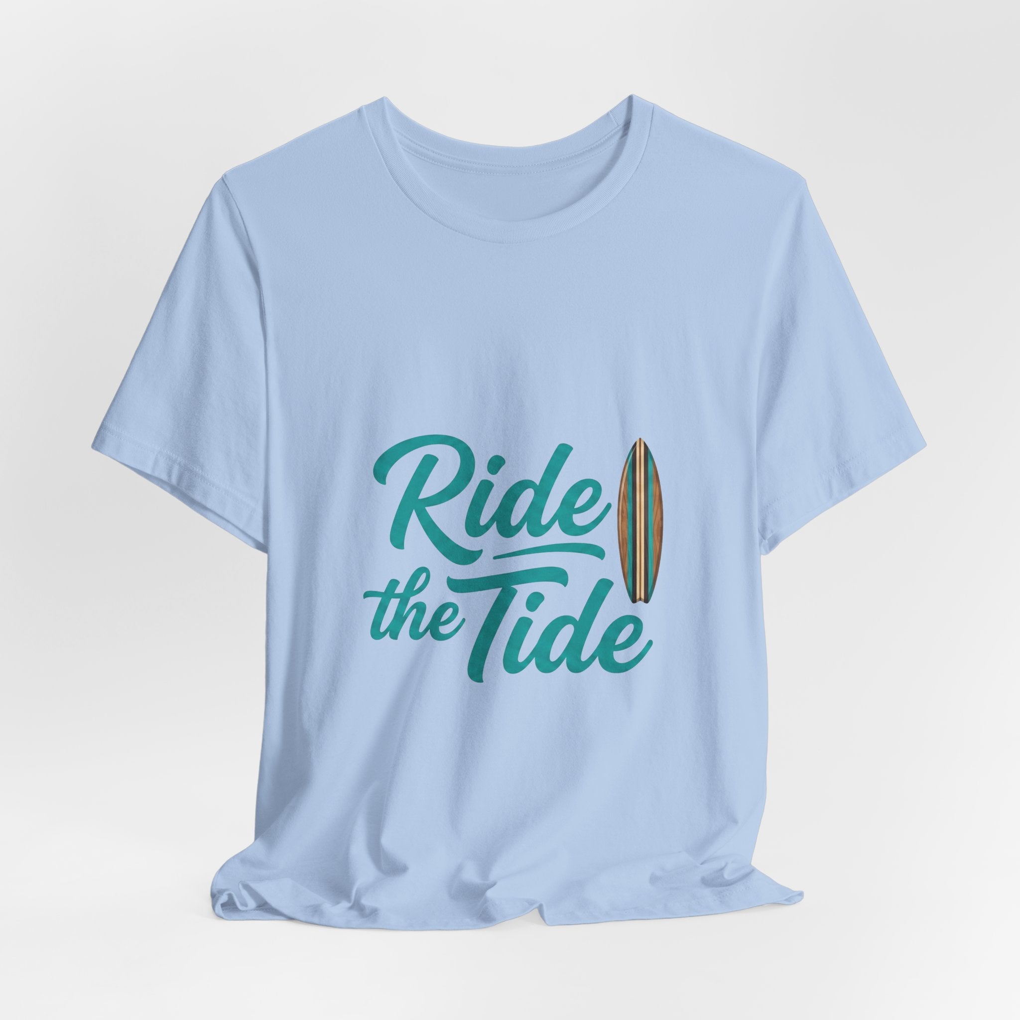 Ride the Tide Surf T‑Shirt – Coastal Beach Vibes Tee with Surfboard Graphic