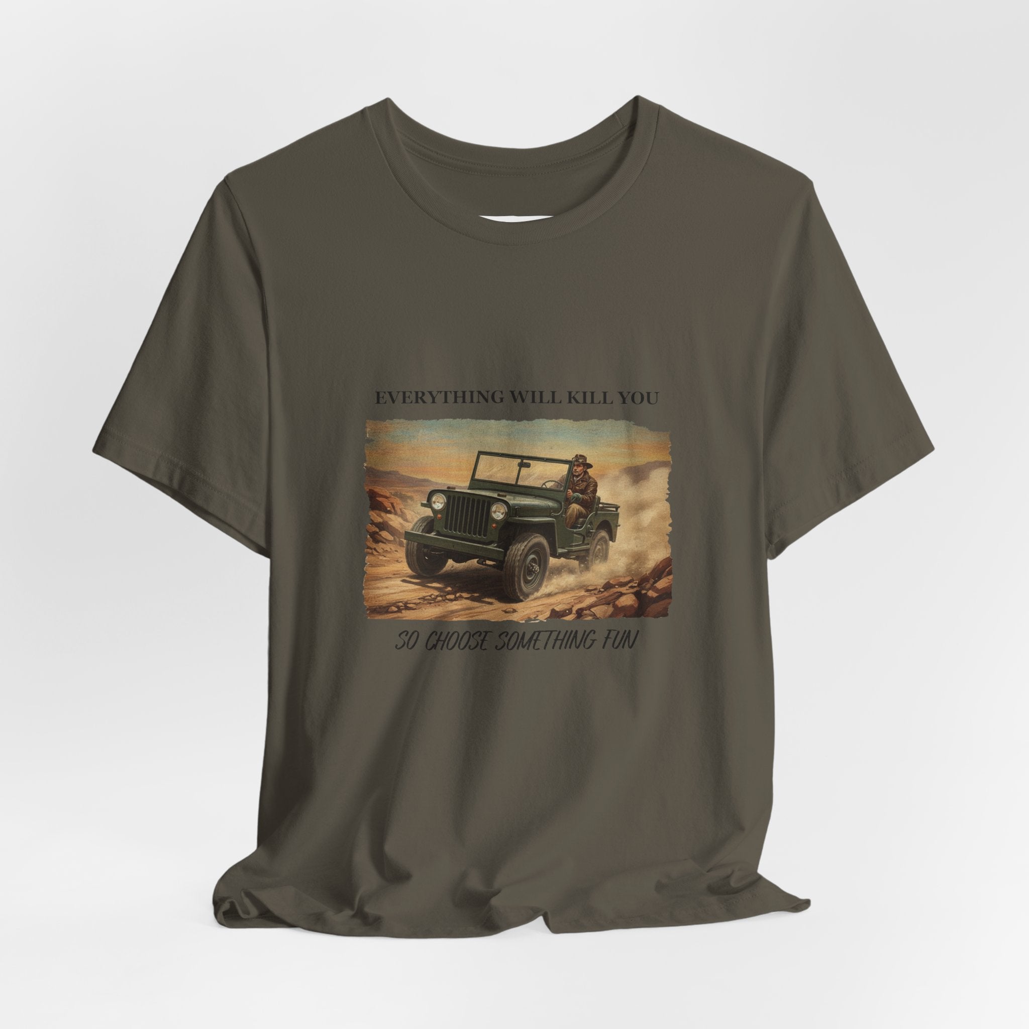 Vintage Jeep Desert Offroad Everything Will Kill You Tee | Adventure Shirt in Army | NOFXGVN