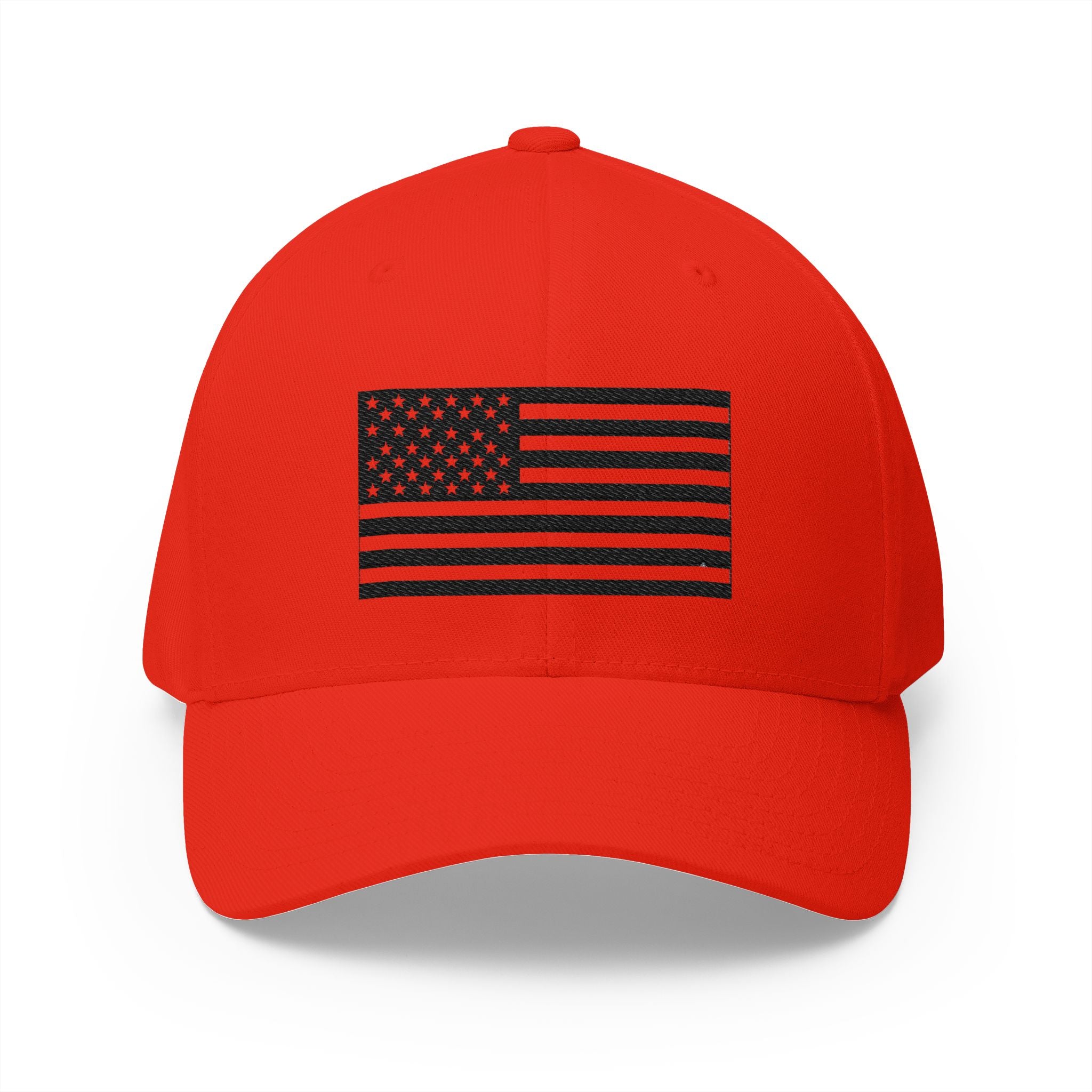 Embroidered Black & White American Flag Cap in Red | NOFXGVN