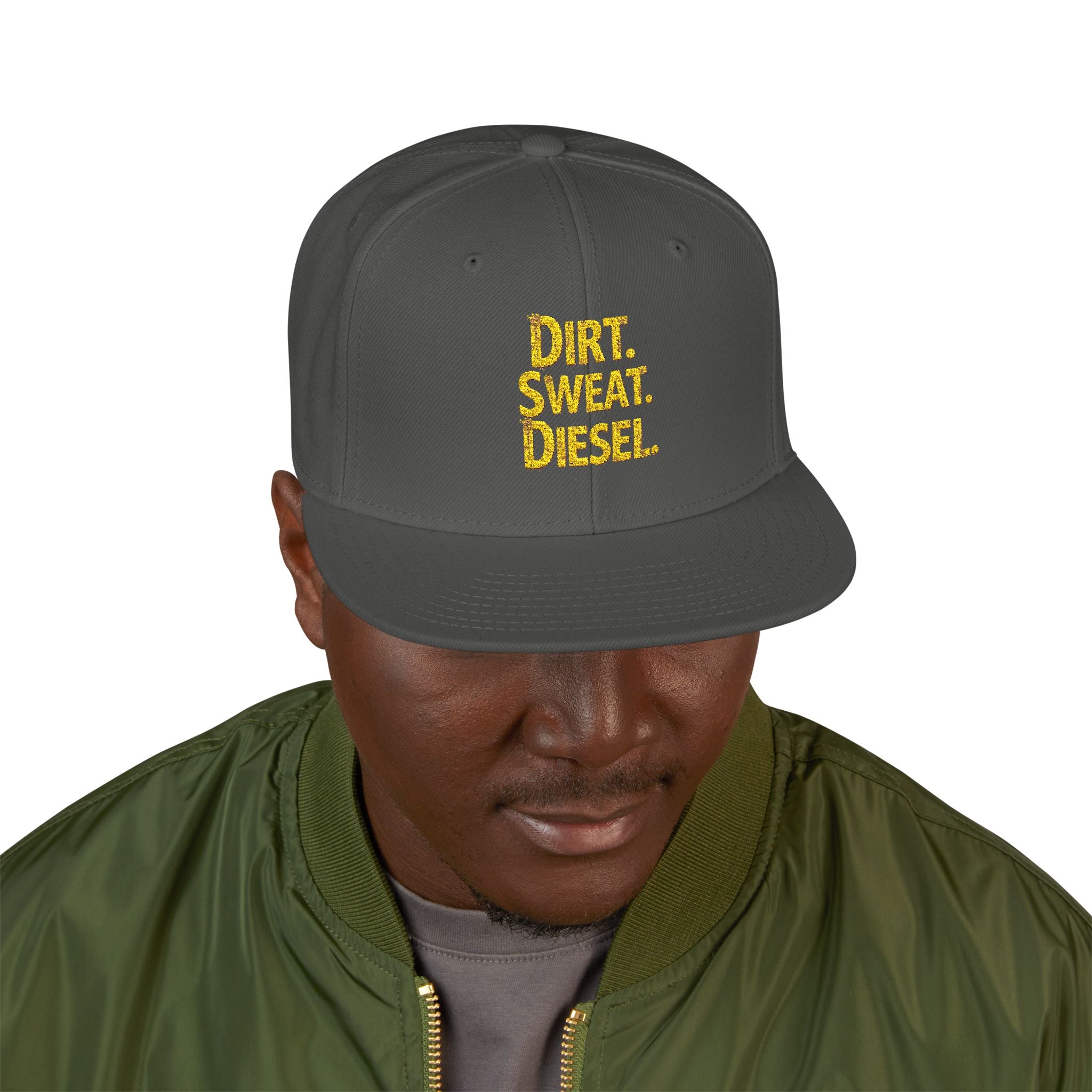 'Dirt. Sweat. Diesel.' Embroidered Snap-Back.