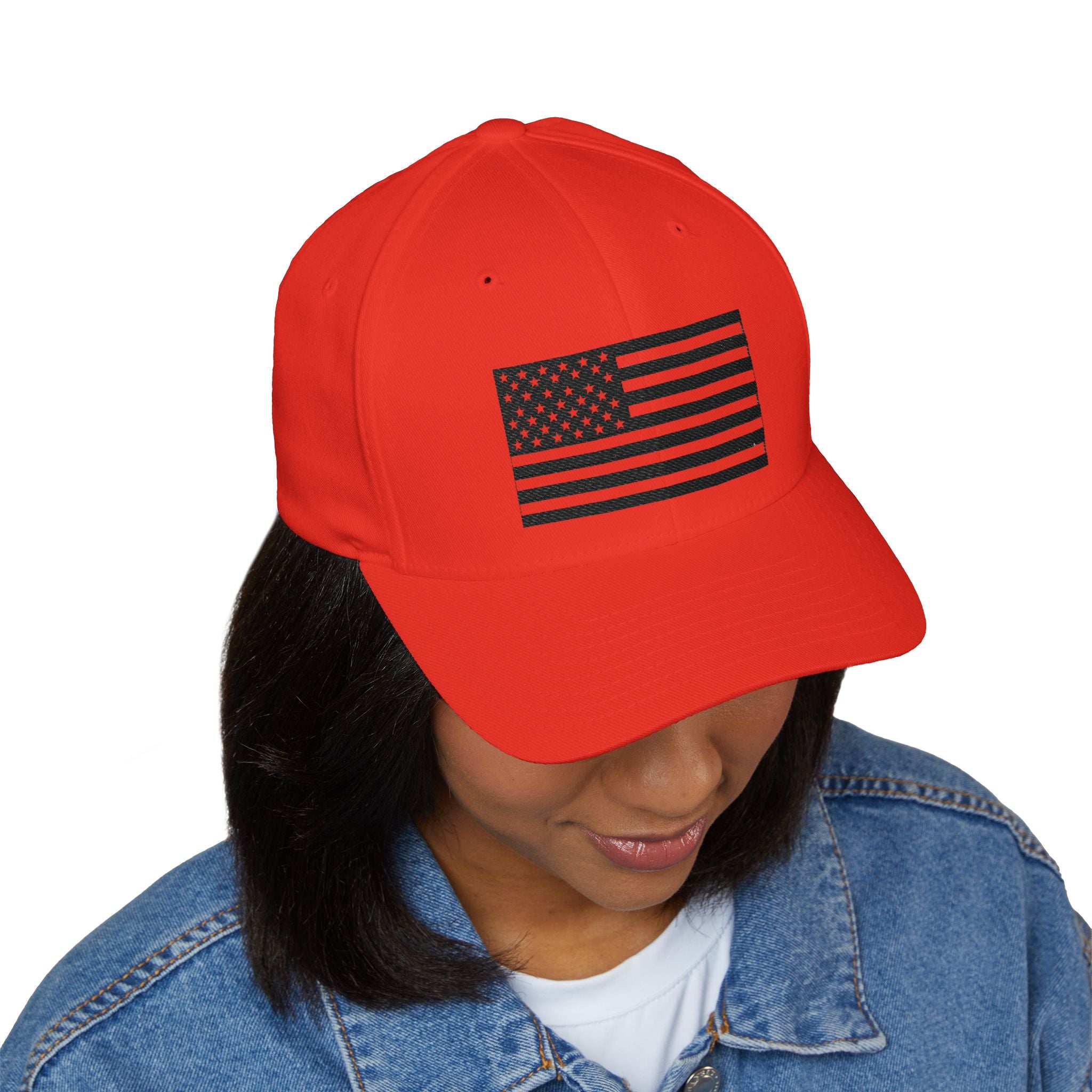 Embroidered Black & White American Flag Cap