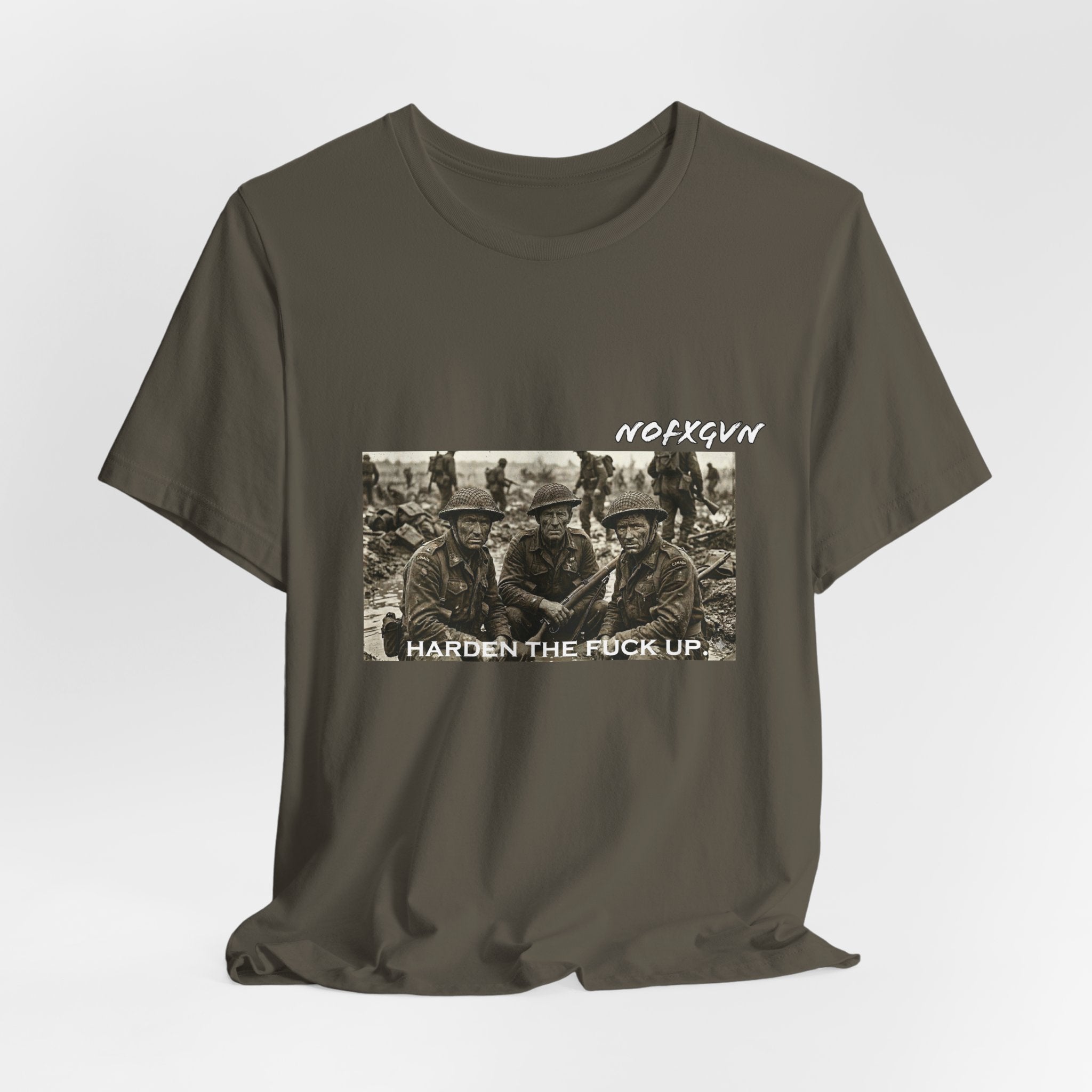 Vintage WWI Soldiers - Harden The Fuck Up tee in Army | NOFXGVN