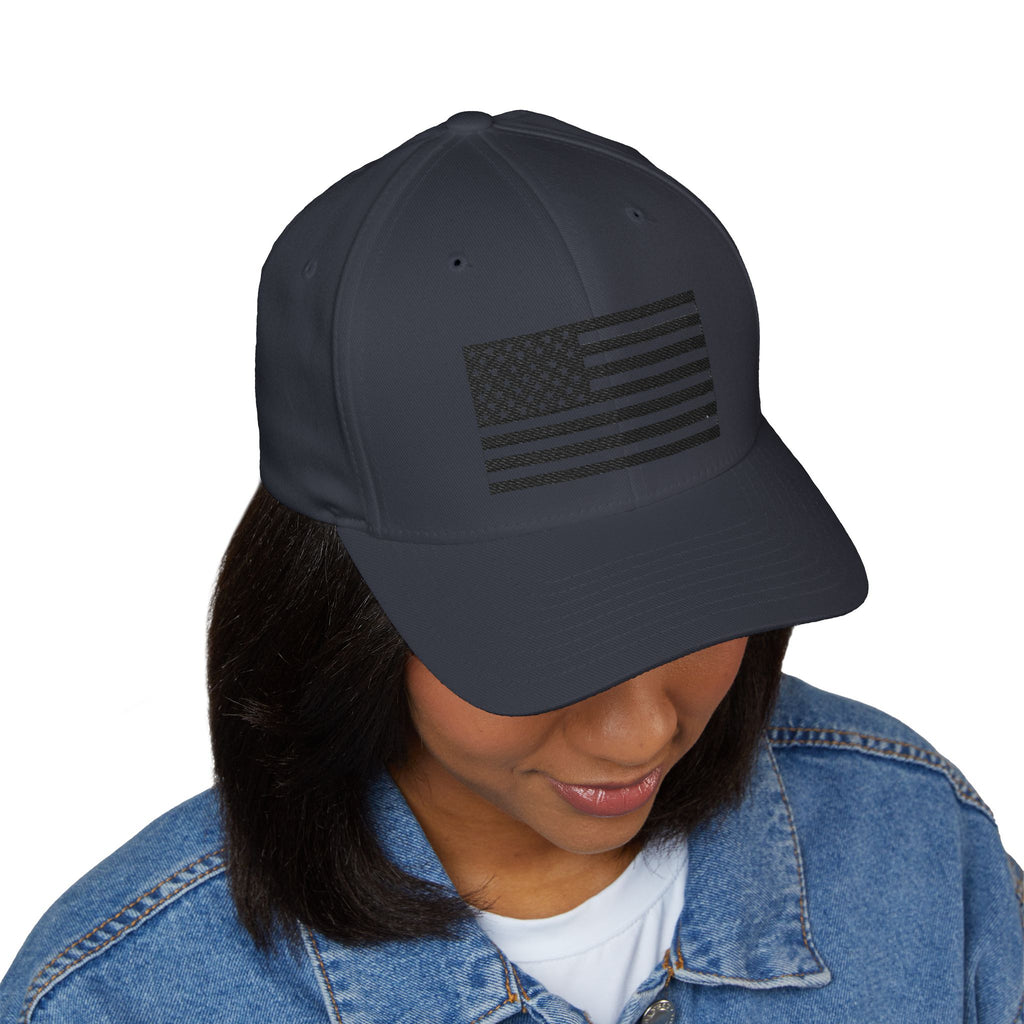 Embroidered Black & White American Flag Cap