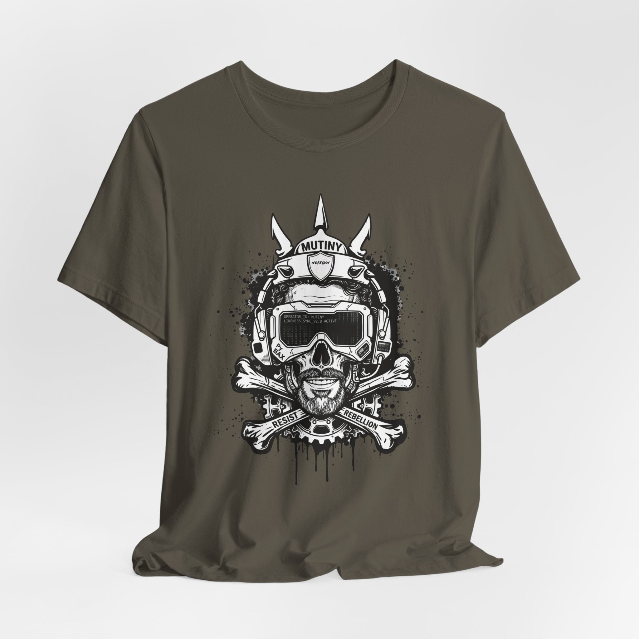 Skull Pilot Helmet with Crossbones T-Shirt | Grunge Aviation Graphic