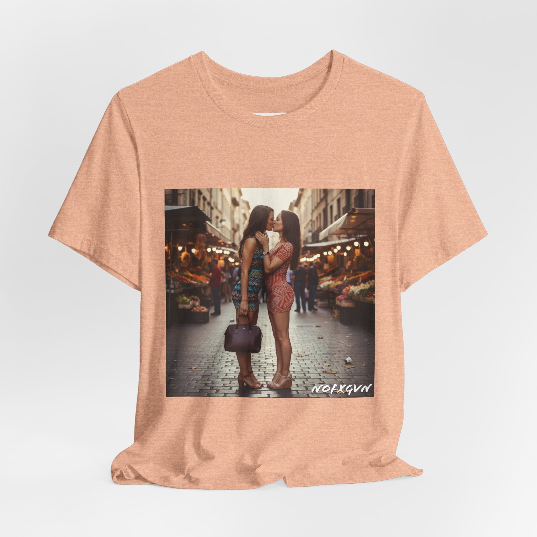 Kissing Chicks Tee in Heather Peach | NOFXGVN
