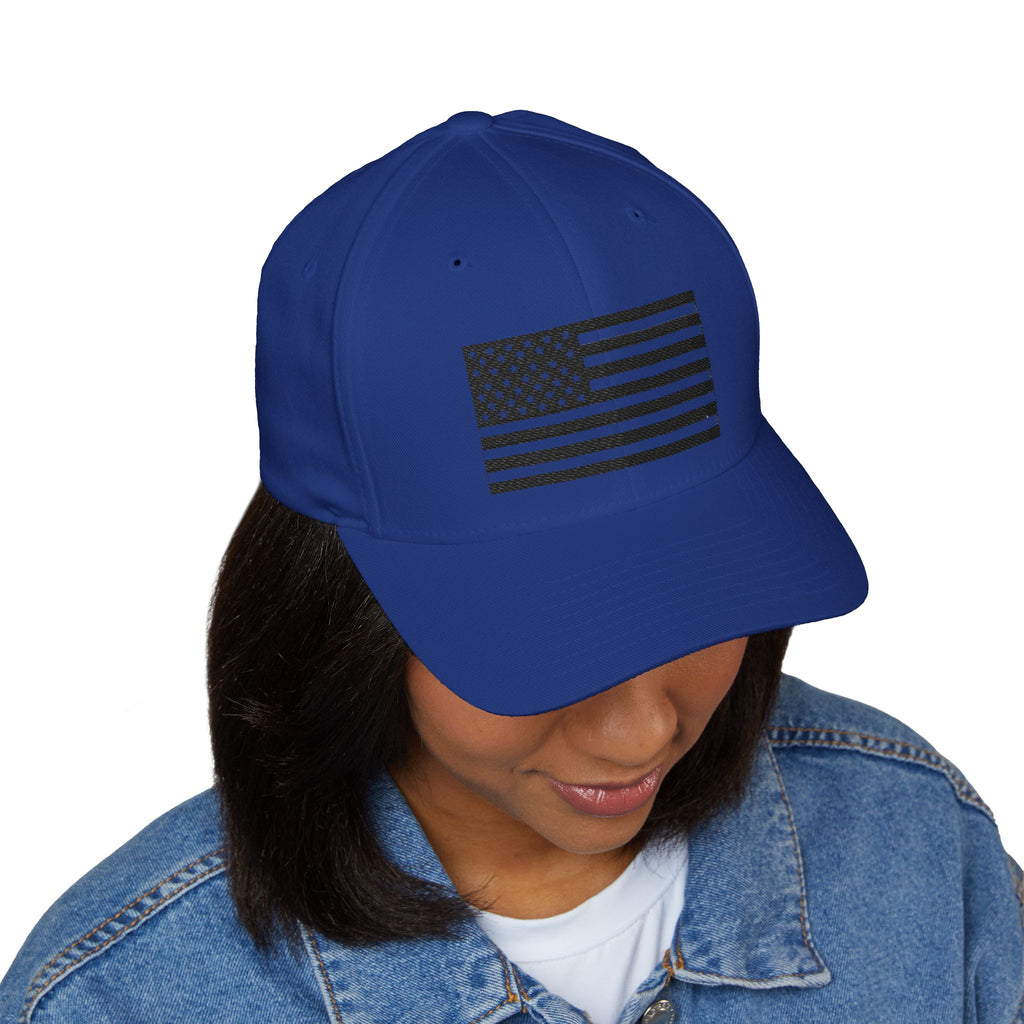 Embroidered Black & White American Flag Cap