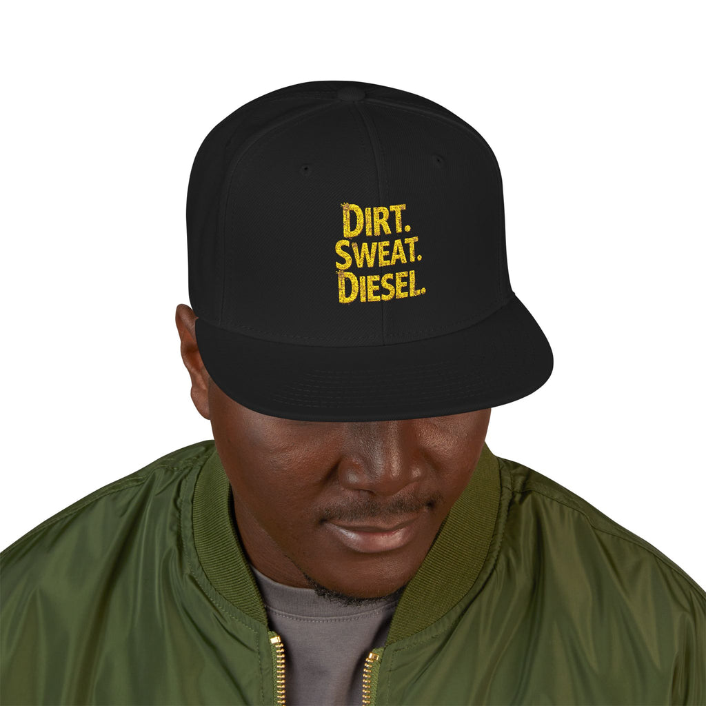 'Dirt. Sweat. Diesel.' Embroidered Snap-Back.