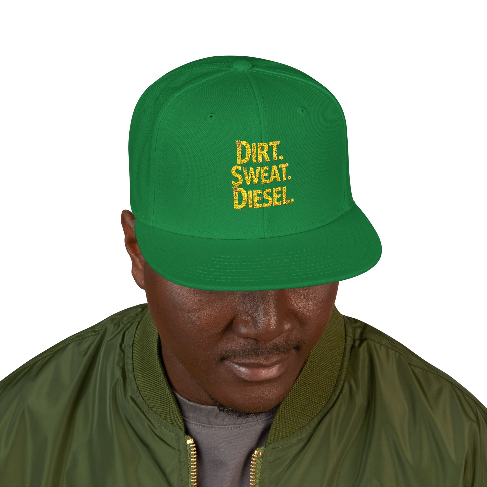 'Dirt. Sweat. Diesel.' Embroidered Snap-Back.