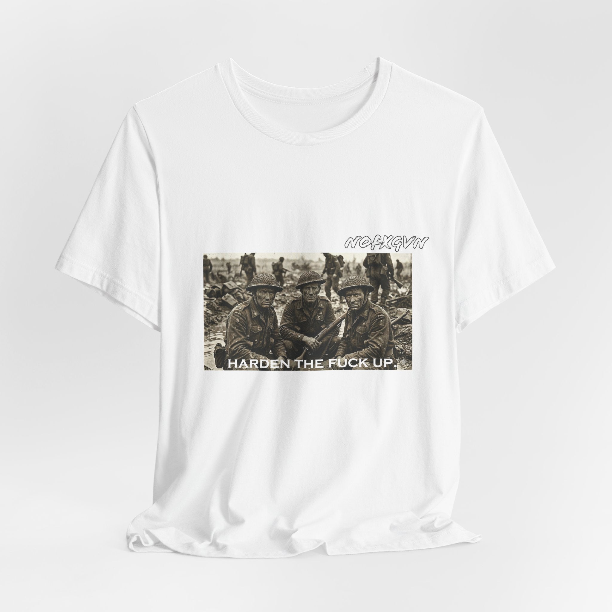 Vintage WWI Soldiers - Harden The Fuck Up tee in White | NOFXGVN