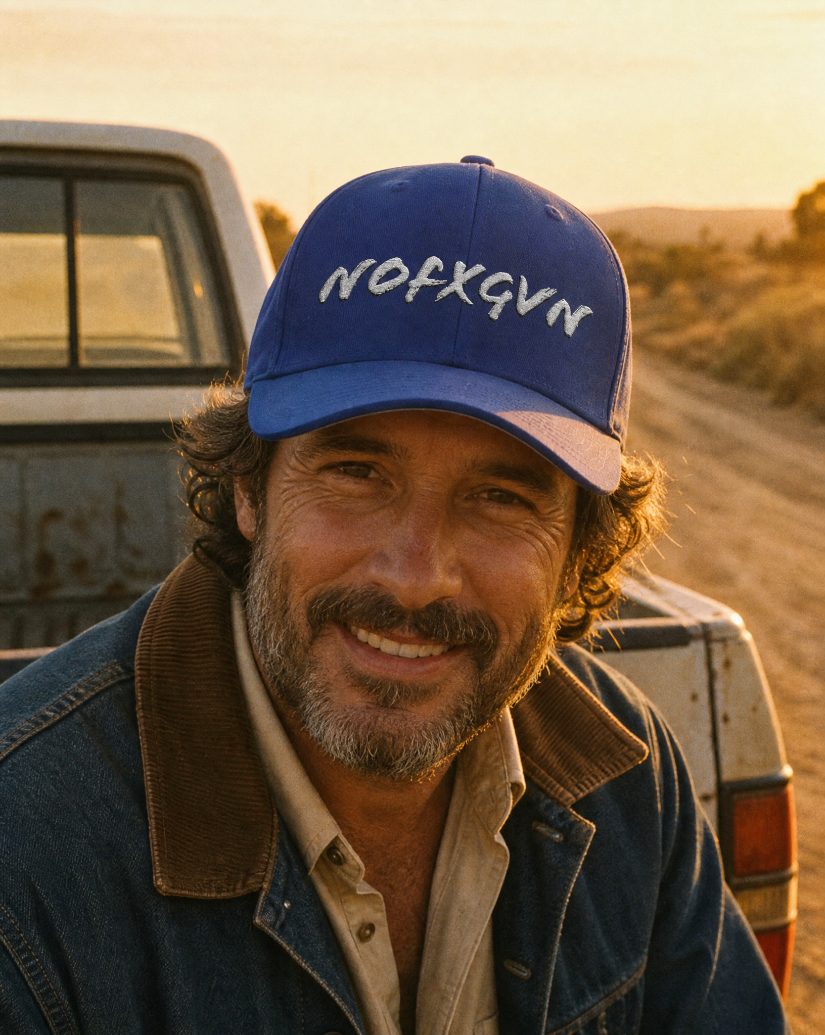 Embroidered 'NOFXGVN' Cap — White Flex-Fit Hat | NOFXGVN